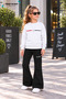 Winter, Spring, and Autumn Girls' Black Spanish Flared Bottoms and White Sweat Top