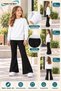 Winter, Spring, and Autumn Girls' Black Spanish Flared Bottoms and White Sweat Top - 2