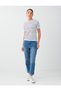 Light Blue Striped Patterned Crew Neck Short Sleeve Knitwear Sweater - 2