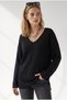 Women's Black V-Neck Glittery Viscose Knitwear Sweater Kzk-19001190