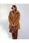 Women's long sleeve collared wellsoft coat with front button closure