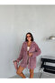 Women's long sleeve collared wellsoft coat with front button closure - 2