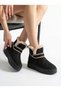Daily Women's Black Suede Boots Ankle Length Fur Inside Thick Non-Slip Sole Comfortable Lightweight Bootie 027 - 3