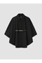Two Mt Shop Quality Black Belted Women's Cashmere Poncho Coat - 5