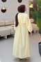 Ribbed Voile Hijab Dress Yellow - 4