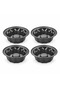 4 Inch Mini Fluted Cake Pan, Heavy Duty Carbon Steel Nonstick Baking Mold, Metallic Black 35285L20