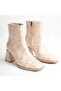 Zrt08Mk03 Premium Women's Crocodile Beige Winter 7 cm Thick Heeled Boots - 6