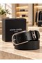 Black Men's Jeans Belt 100% Genuine Leather - 8