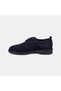 Men's Navy Blue Classic Suede Shoes with Stitching Detail and Laces - 3
