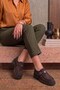 Roveli̇s Women's Daily Shoes with Metal Buckle Detail, Suede Brown - 3