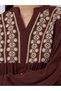 Brown Embroidered Long Sleeve Blouse - 4