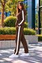 Women's Striped Detail Hooded Rubberized Leggings Track Suit Set