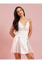 White Floral Lace and Bow Detail Babydoll with thong Brief - 2