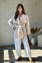 Short Buttoned Belted Beige Trench Coat