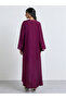 Burgundy Thread Embroidery Jalabiya with Batwing Sleeve - 4