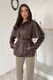 Women's Faux Leather Jacket with Cape Detail and Belt