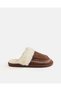 Women Brown And Ivory Stitched Slippers