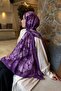 Vintage Flower Pattern Bamboo Shawl Purple - 4