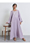 Lilac Thread Embroidery Round Neck Jalabiya