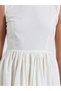 Off White Boat Neck Sleeveless A-Line Maxi Dress - 3
