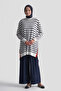 Striped Rayon Knitwear Tunic Ecru - 4
