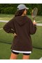 Women's long sleeve hooded lace-up blouse with side zippers and two-thread fabric - 2