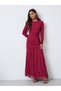 Ruffle Hem Mesh Long Sleeves Bodycon Maxi Dress