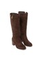 Zrne-C04 Premium Brown Suede Zippered Long Boots - 2