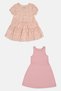 Toddlers Girl 2 Pieces Floral Print Casual Dress, Dusty Pink - 2