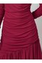Ruffle Hem Mesh Long Sleeves Bodycon Maxi Dress - 3