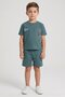 Kids Boy 2 Pcs Embroidered T-Shirt And Shorts With Key Chain Set, Dark Sage