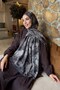 Vintage Flower Pattern Bamboo Shawl Smoked - 3