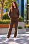 Women's Striped Detail Hooded Rubberized Leggings Track Suit Set - 2