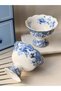 Porcelain Ice Cream Bowl Set of 2 Blue Garden - 3