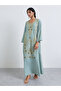 Blue Scoop Neck Jalabiya with Thread Embroidery - 3