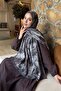 Vintage Flower Pattern Bamboo Shawl Smoked - 2