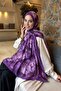 Vintage Flower Pattern Bamboo Shawl Purple - 2