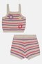 Toddlers Girl 2 Pcs Stripe Crochet Top And Shorts Set, Multicolor - 2
