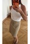 Beige Color Eyelet Belt Detailed Midi Skirt - 4277 - 2