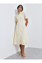Cream Schiffli Short Sleeve Shirt Midi Dress