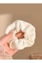 Off White Crinkle Scrunchie with Tiny Rhinestone Studs, 13cm - 3