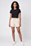 Women Solid Basic Shorts, Beige - 2
