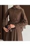 Zippered Leather Belted Skirt Set - 3215 - Bitter Brown - 2