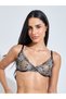 Black Floral Embroidered Mesh NPW Bra and Thong Brief Set - 2