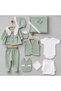 100% Cotton 10-Piece Newborn Baby Girl Hospital Discharge Bodysuit Set with Baby Collar and Blanket - 4