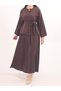 Waist Belted Skirt Suit - 5742 - Brown