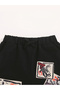 Boys Black Graphic Patch Drawstring Shorts - 3