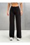Women's 100% Cotton 3 Thread Waist Tie Flat Leg Sweatpants - Black - 7