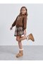 Girls Brown Plaid Skirt and Sweatshirt Set