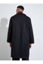 Black Solid Regular Fit Button-Up Trench Coat - 5